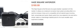Haze Square Vaporizer Sale Price (Screenshot)